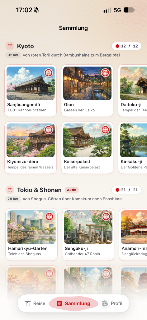 NihonPass Goshuin-Stempelalbum mit gesammelten Schreinen